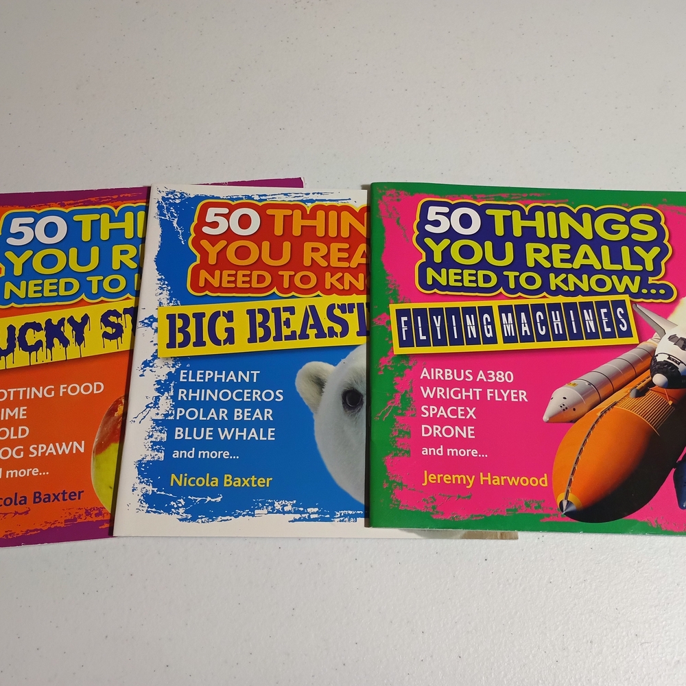 50 Things You Really Need to Know 3 Book Set Yucky Stuff Big Beast Flying Machin
